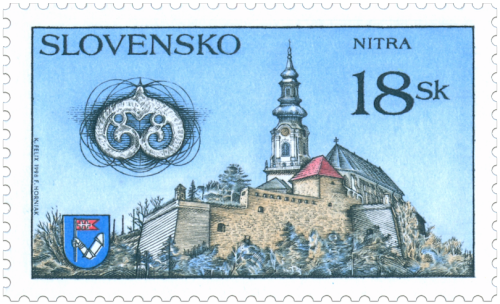 stamp 1998 Nitra Castle, Slovakia It is located in the Old Town of Nitra, Slovakia - a dominant of t