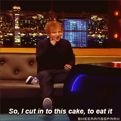 sheeransspark:  Ed talking about the clump of hair in his cake 