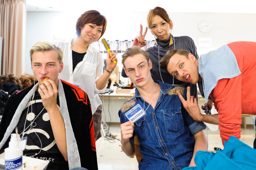 fuckyeahmodelhomme:  Benjamin Jarvis, Roberto Sipos, Alex Maklakov | Facetasm SS13 backstage