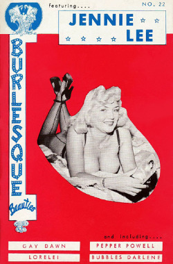 Jennie Lee is featured on the cover of ‘BURLESQUE