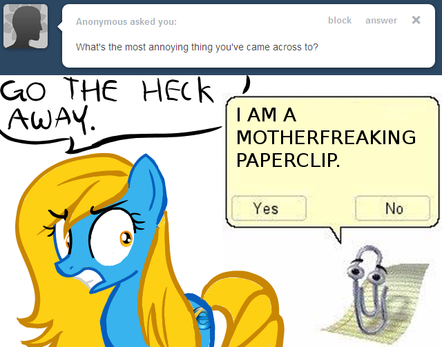 Dahaha. XD Poor IE pony. &hellip;someone should ponify Clippy. X3