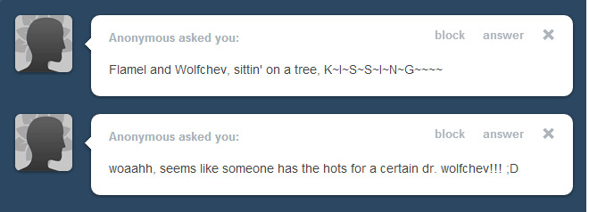 askflamel:  *cough* Seriously we are just men of science… nothing more  I always