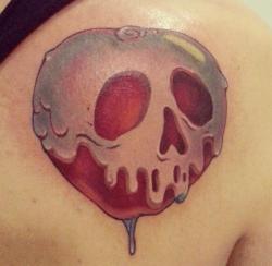fuckyeahtattoos:  Second time submitting.Poisoned apple from my favourite Disney movie, Snow White.Done at Valley Ink, Queensland by Luke Silver.  