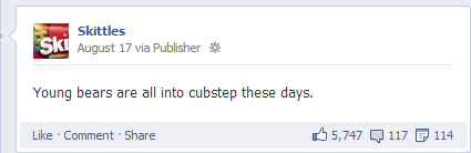 I think the Skittles facebook page is like the night bloggers on Tumblr
