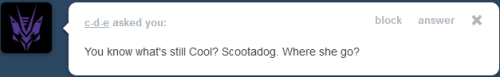thatscootaloo:  Awww, no sarcasm cutie mark..  >w<! *snickers* Oh Scoots, you lil’ rascal. 