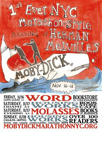 maudnewton:
“ rachelfershleiser:
“ Moby-Dick Marathon NYC
Moby-Dick was first published in the U.S. November 14, 1851, and to celebrate this auspicious occasion, a New York City marathon reading of Herman Melville’s classic novel will span three...