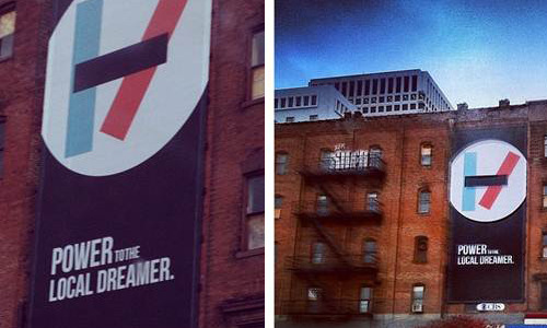 fbrstreetteam: Great shots of the twenty | one | pilots billboards in Columbus, OH! Their sold out h