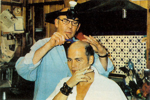 Hunter S. Thompson shaves Johnny Depp’s Head - “Hunter shaved my head, in fact. I didn’t look in the mirror at all, I was in mortal fear. Hunter had a mining light… on his head – we were in his kitchen – and yeah, he shaved my hair.”