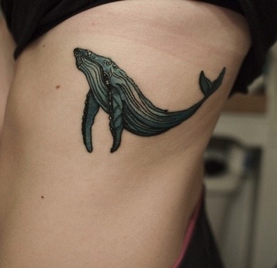 Real Body Art Lovely Rib Cage Tattoo Of A Humpback Whale