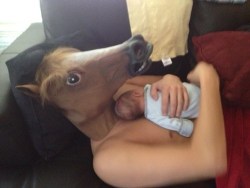 thatsnotwatyourmomsaid:  kanrkri:  aloiss-haunted-booty-shorts:  What if you kept the horse mask 24/7 while raising the child and they thought they were raised by a horse human hybrid and never knew any different and then one day you took the mask off