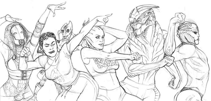 queensimia:  What began as a doodle of Shepard dancing awkwardly turned into a full-on