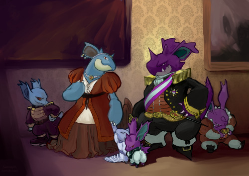 pkmnathon:  The royal GiantPoisonLizardington family. After this portrait was taken they ate the photographer. 