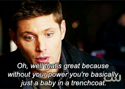  #one of my favorite spn things ever is how genuinely offended castiel looks when dean compares him to a baby 