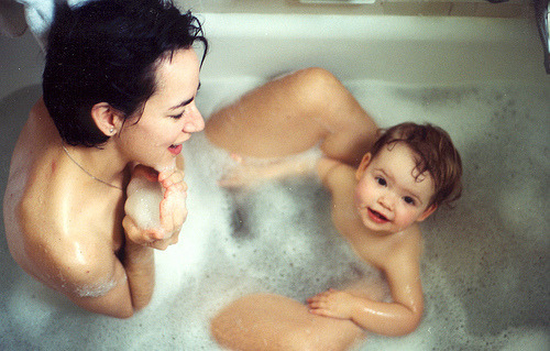 Mother daughter nude camping