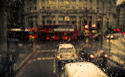 London Rain, as seen from a doubledecker bus.