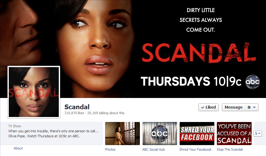 “ New Facebook banner for ABC’s Scandal
”