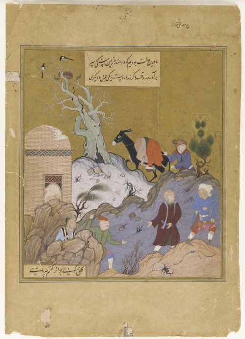 timur-i-lang:  Folio from a Gulistan (Rose garden) by Sa’di: Sa’di and the Two Indian Robbers Herat,