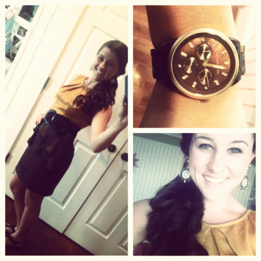 Me #selfie#me#michael#kors#watch#jewlery#curly#hair#girl#side#pony#tail#cute#dress#tight#brown#long hair#dont care#fashion