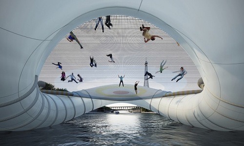 picassowouldapprove:  In Paris, An Inflatable Trampoline Bridge 