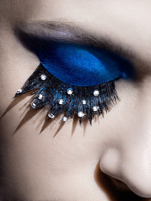 Beautiful blue makeup and false lashes