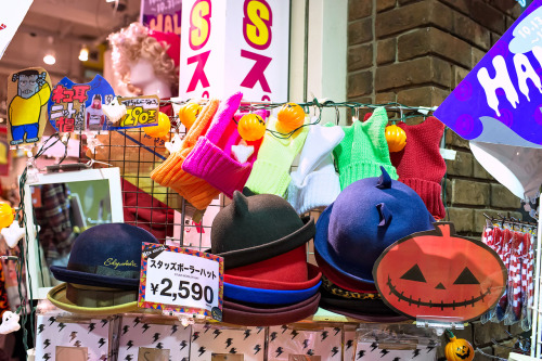 Super-trendy ear hats - knit beanies &amp; bowlers (just missing berets) - on display at Spinns Hara