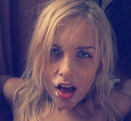 fucking-ruin-her:  Satisfied slut, basking in her reward. She loves the feeling of thick cum coating her face, dripping down her lips so she can lick it clean and taste what she’s earned.