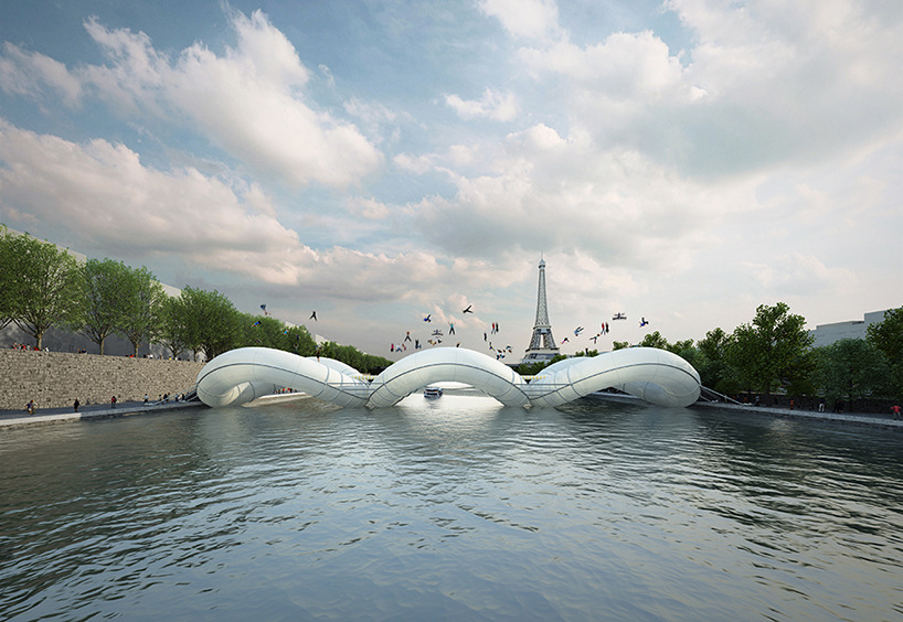 gryblogs:  rhamphotheca:  Um… In Paris, An Inflatable Trampoline Bridge  There