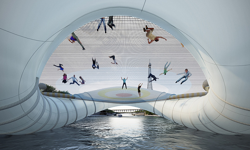 eleenaislazy:  rhamphotheca:  Um… In Paris, An Inflatable Trampoline Bridge  There