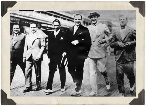 bastardkeaton:Meyer Lansky, Al Capone, and Nucky Johnson strolling along the Atlantic City boardwalk