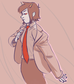 paperseverywhere: I just felt like drawing Terezi in a suit, for some reason. Hahaha, she’d either be angrily chewing or contentedly munching on that tie during some court case or whatever. c: