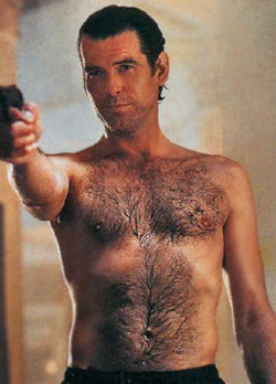 blackandwhite1789:  James Bond —- my favorite three Bonds Brosnon because he is Irish Connery because of that hairy chest Craig because of that speedo