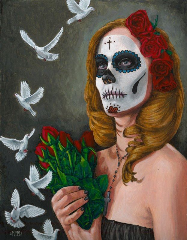 fer1972:  “Muerta” 2012 - 11x14 - Acrylic on Board Kristin Forbes-Mullane kfmgallery.com