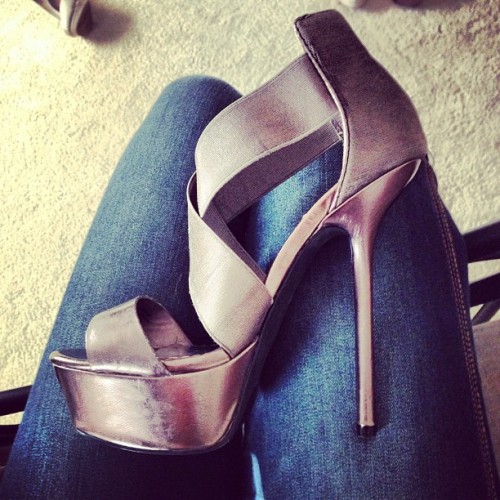 Sexy! :) gabilovee:  Shoes for Saturday. They make me as tall as @yestyler_wrex! #shoes #heels #girl