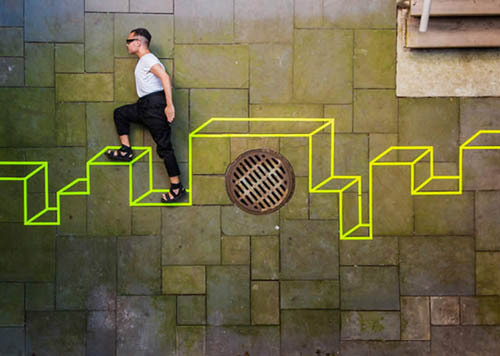 showslow:  Outdoor Tape Installations by Aakash Nihalani | Website | Tumblr Previously (x) 
