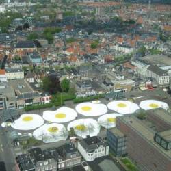 peterfromtexas:  Art-Eggcident, 2008 by Henk Hofstra  Public art-project in Leeuwarden 8 big eggs diameter 30 meters; 10 small eggs diameter 7.5 meters, yolk diameter 2.3 meters. Common area –14 000 square meters.