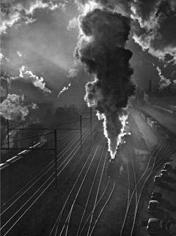 mdhsphotographs:  Train yardBaltimore, Maryland1945A. Aubrey Bodine (1906-1970)Bodine CollectionBaltimore City Life Museum CollectionMaryland Historical SocietyB1373  