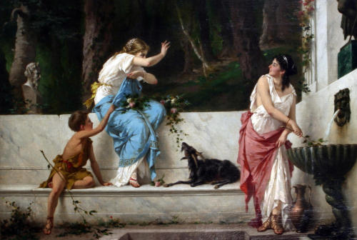 monsieurleprince:Luigi Crosio (1835 - 1915) - Classical maidens at a spring 