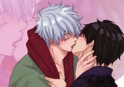 ask-hijigin:  Im so happy you proposed me, Oogu—no, Toushirou~ -big happy smile- -returned the kiss and poceed further- I want you now~ Be my gift Oogushi kun„ Gin san wanna watch you look adorable and blushing while squirming beneath him~ -gave seductive