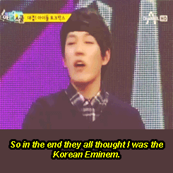  Kyung rapping about fruit to save his ass from getting beat [x] 