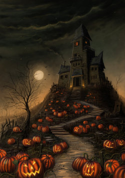 just-art:  Jerry8448 1. Halloween Mansion 2. Halloween Tree
