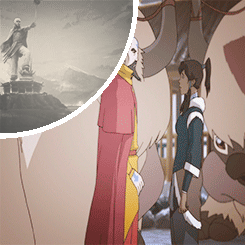 avatarparallels:  Aang learned his native element, air, from a friend of the previous avatar(Gyatso) then his final element, fire, from a descendant of the previous avatar(Zuko, great-grandson). Korra learned her native element, water, from a friend of