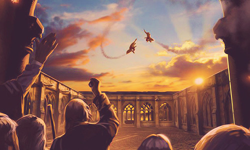 isaidnopeeking:  Harry Potter and the Order of the Phoenix: The Weasley Twins Leave Hogwarts Concept Art 