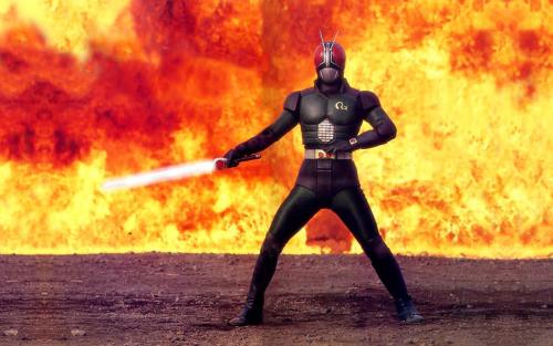 Kamen Rider BLACK RX! 仮面ライダーBLACK RX! Black RX after finishing off an opponent with the Photon Sword