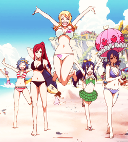chocobunssss-blog:  “There are three months until the festival, so we’re going to have a training camp at the beach!” 
