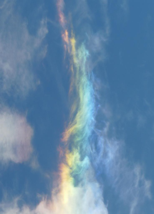 lsaac:  Fire rainbows are the rarest of all naturally occurring atmospheric phenomena. For a fire rainbow to occur, cirrus clouds must be 20,000 feet in the air with the precise amount of ice crystals, and the sun must hit the clouds at 58 degrees.  LEGIT