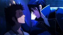 Can somebody please draw Munakata cicada blocking Suoh?Pretty please?! ☆*:.｡. o(≧▽≦)o .｡.:*☆