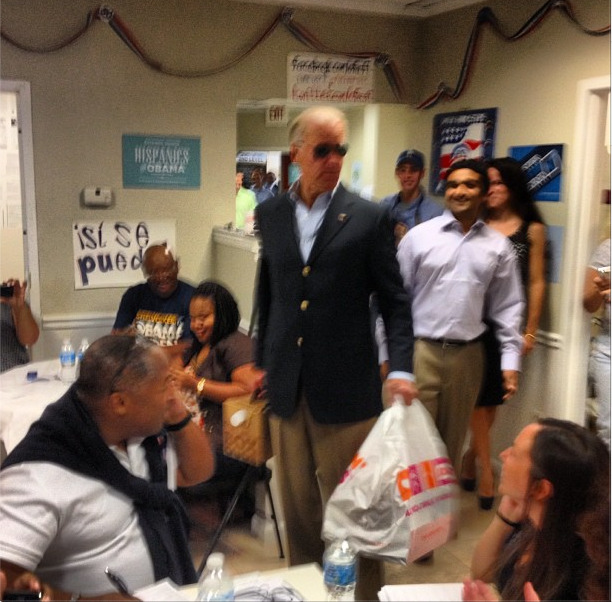 seriousjones:  Biden bursts into FL Field Office with massive amounts of Dunkin Donuts+box