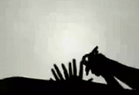 Brincando de fazer animais com a sombra da mão: