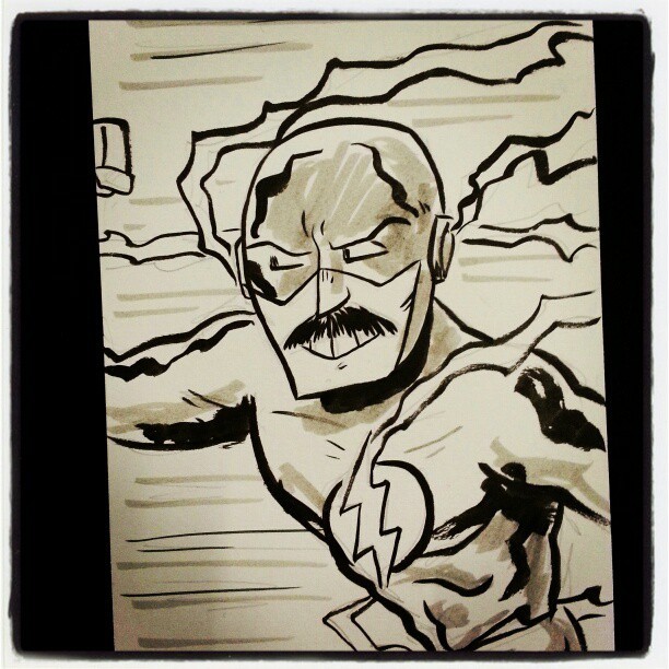 chrishaley:  Quick sketch of Freddie Mercury as The Flash for a fan. #FanDays #comics