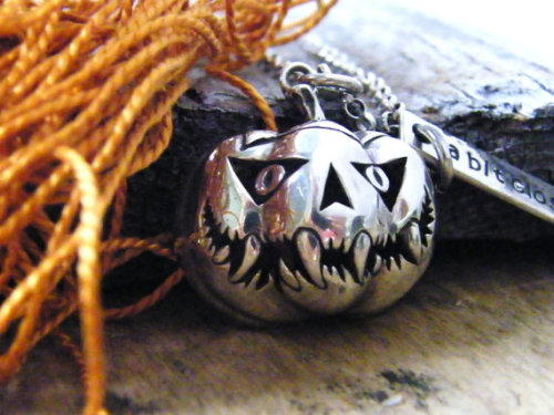 awesomeetsy:  (via spooky pumpkin jack o lantern sterling silver by PureRoxInPrint) 